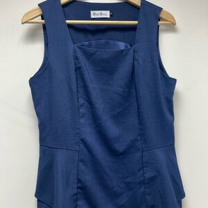 Sleeveless Peplum Top in Navy